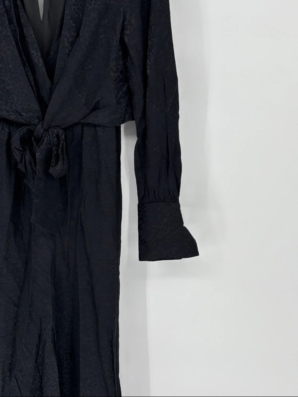 kate spade Black tie front jumpsuit  Long-Sleeve Tie-Waist Wide-Leg Jumpsuit 2